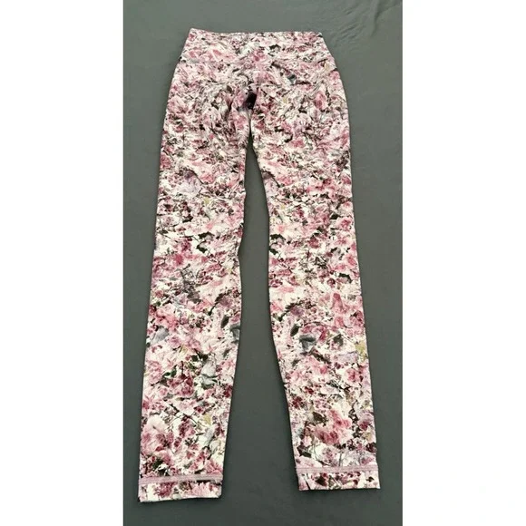 Lululemon Wonder Under Leggings Womens Size 6 Floral Pink Athletic Workout - Picture 9 of 10
